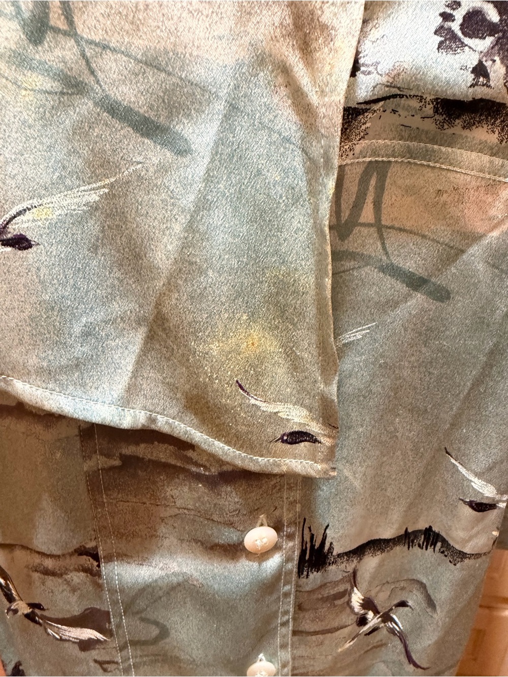 Vintage Escada by Margaretha Ley Silk Scenic Landscape Bird Asymmetric 80s - Picture 2 of 4